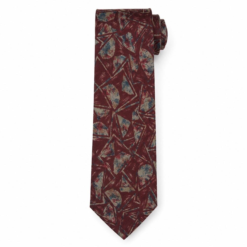 Vintage Ungaro Paris 100% Silk Tie Burgundy Red Abstract Designer